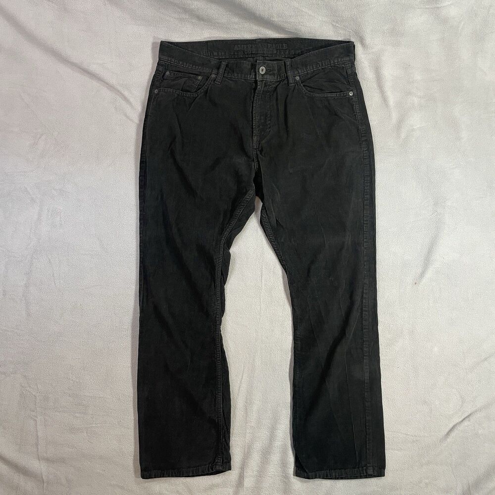 American Eagle Pants Mens 36x30 Black Corduroy Slim Straight Chino Casual